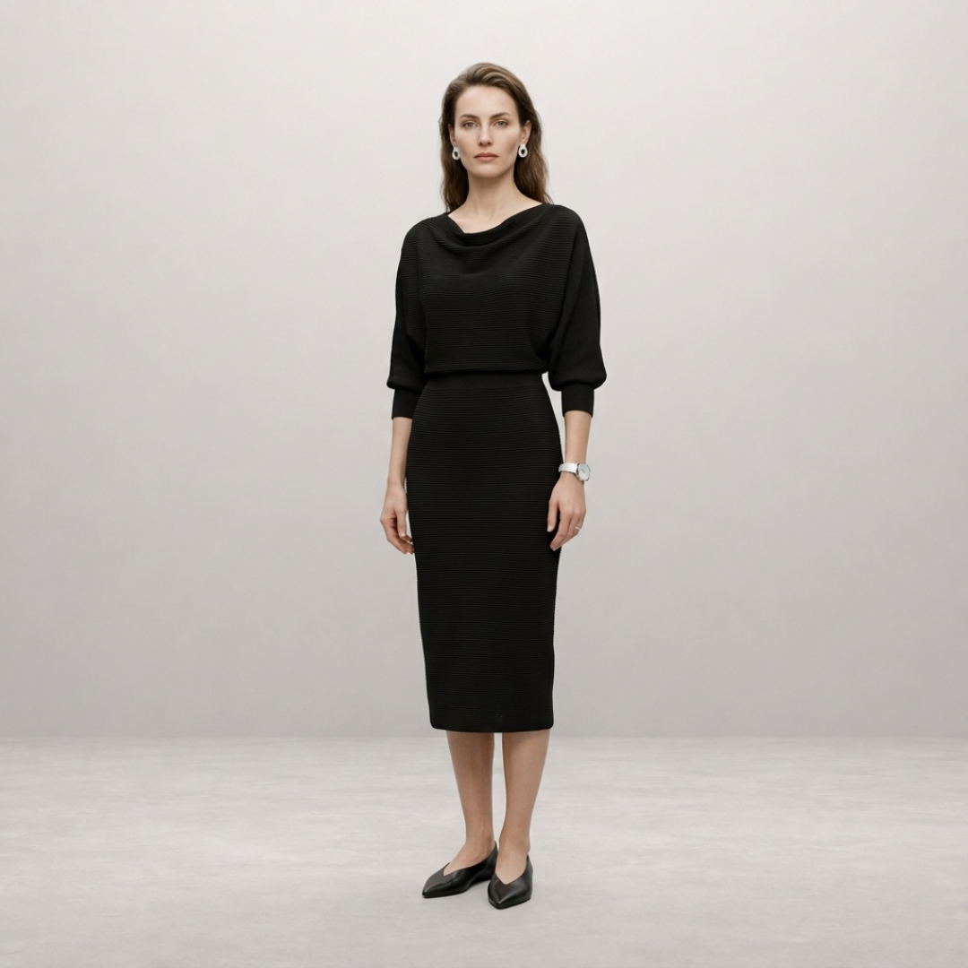 Charlotte - Elegant Batwing Midi Dress