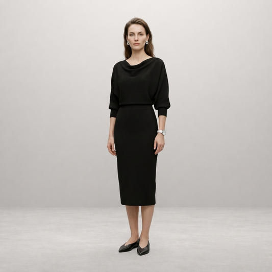 Charlotte - Elegant Batwing Midi Dress