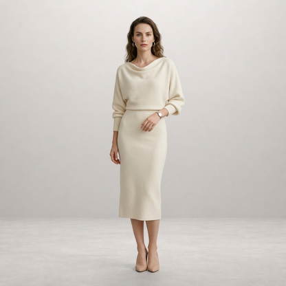 Charlotte - Elegant Batwing Midi Dress