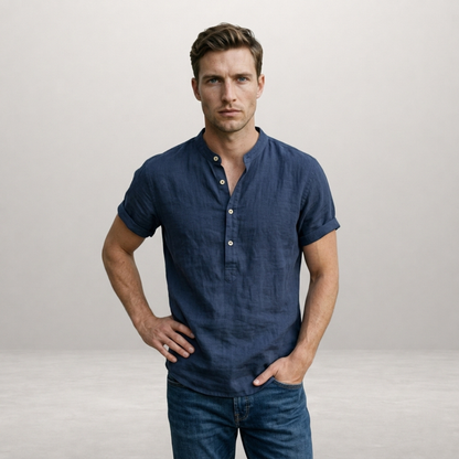 Elias – Short Sleeve Grandad Collar Shirt