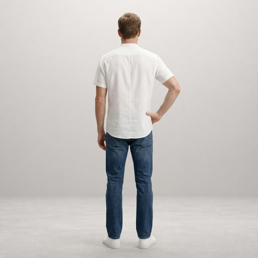 Elias – Short Sleeve Grandad Collar Shirt