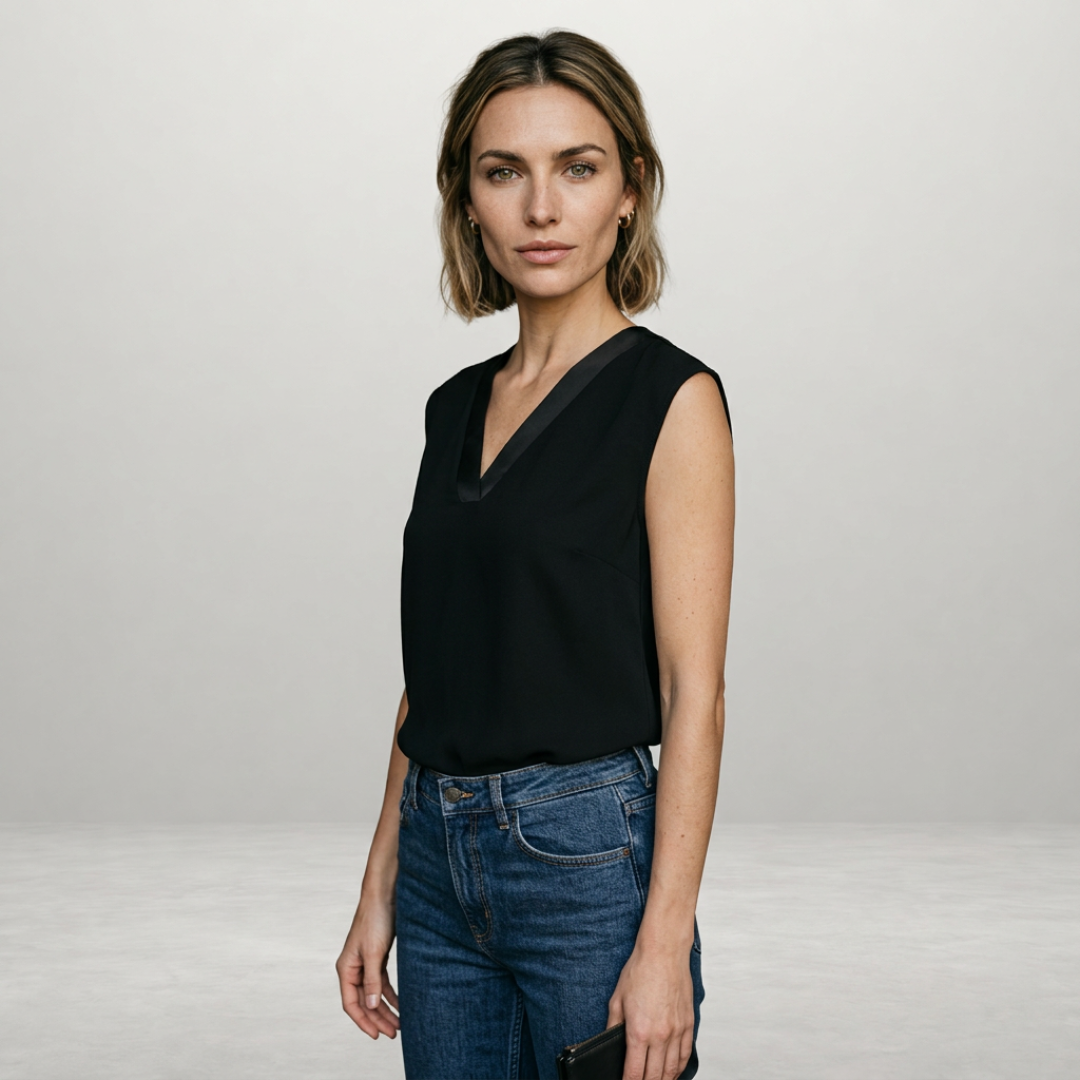 Harriet – Sleeveless V-Neck Blouse