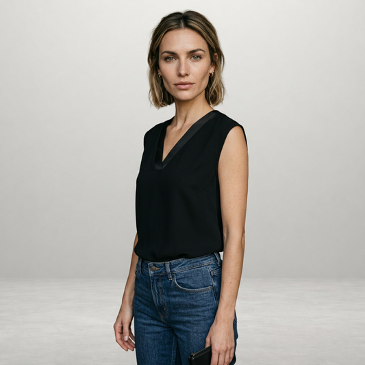 Harriet – Sleeveless V-Neck Blouse