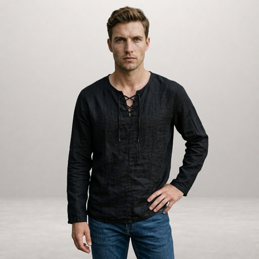 Rowan – Lace Up Linen Shirt
