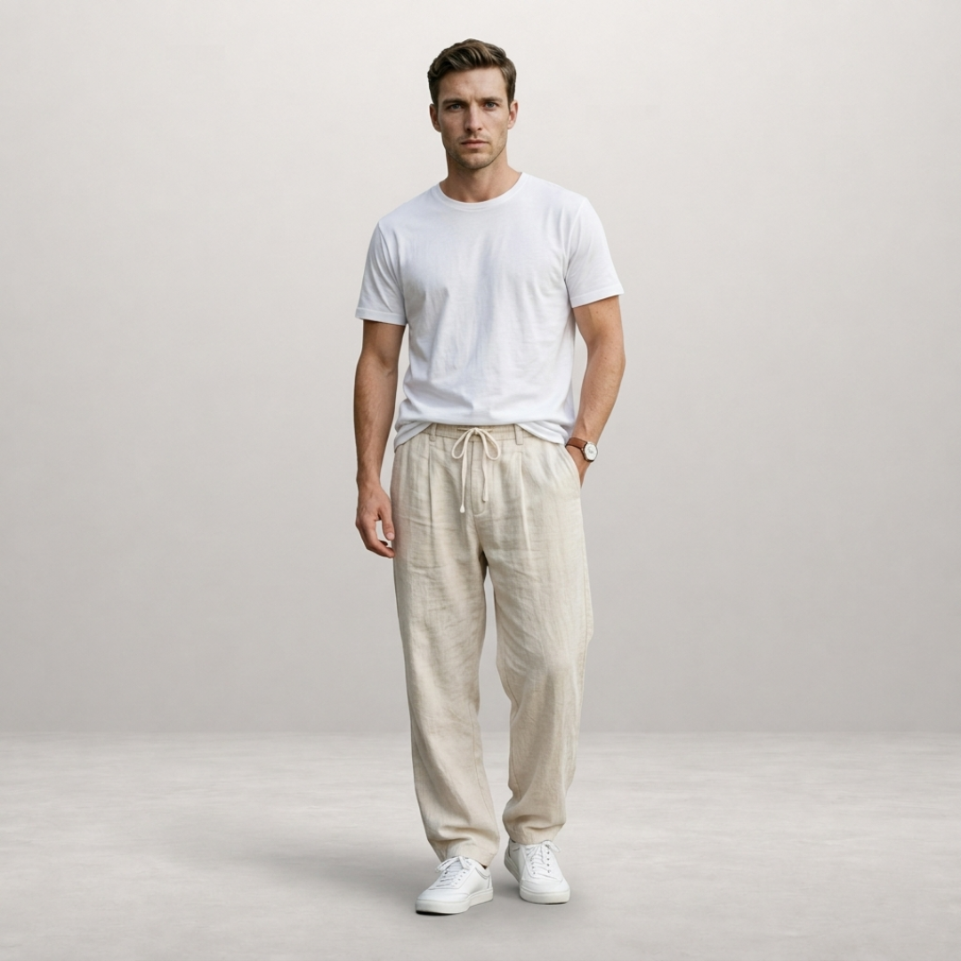 Elias – Relaxed Linen Drawstring Trousers