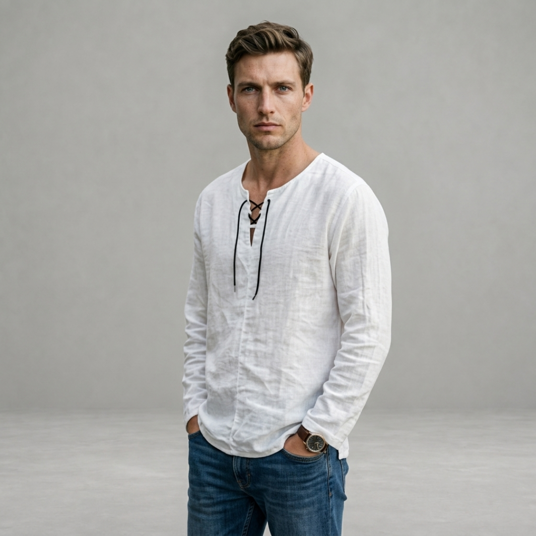 Rowan – Lace Up Linen Shirt