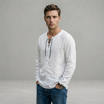 Rowan – Lace Up Linen Shirt
