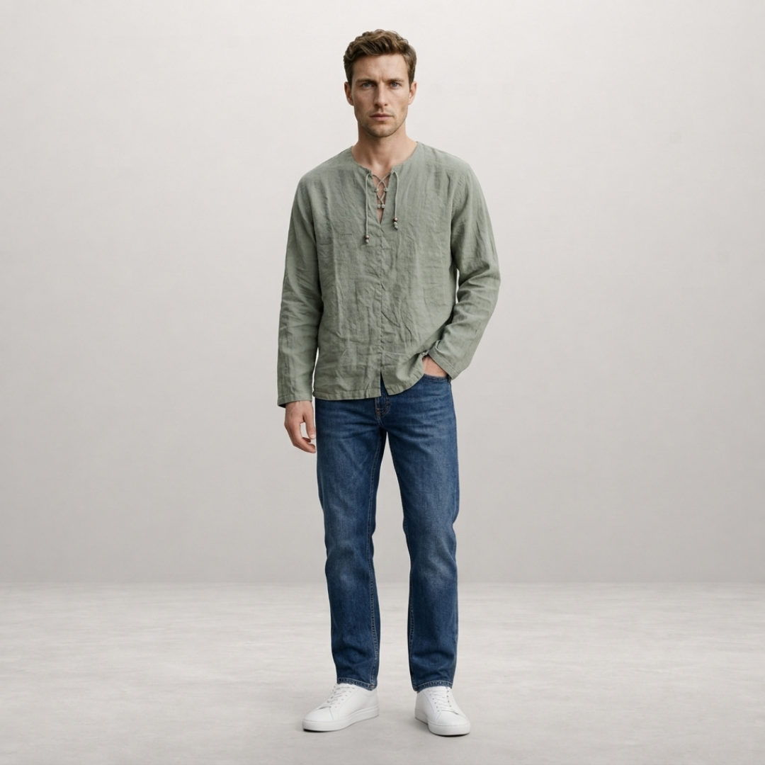 Rowan – Lace Up Linen Shirt