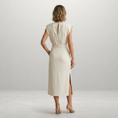Charlotte - Elegant Midi Dress with Button Detail