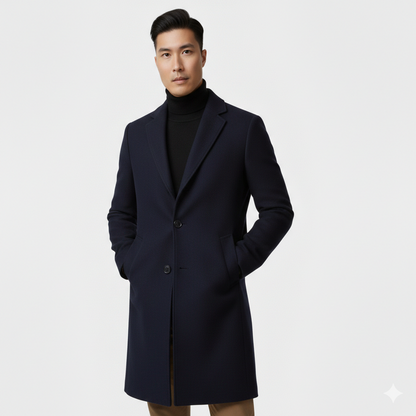 Men's Knee-Length Single-Breasted Coat