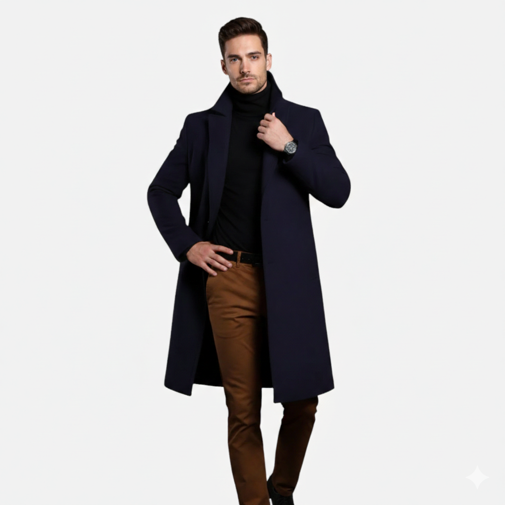 Men's Knee-Length Single-Breasted Coat