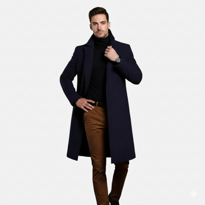 Men's Knee-Length Single-Breasted Coat