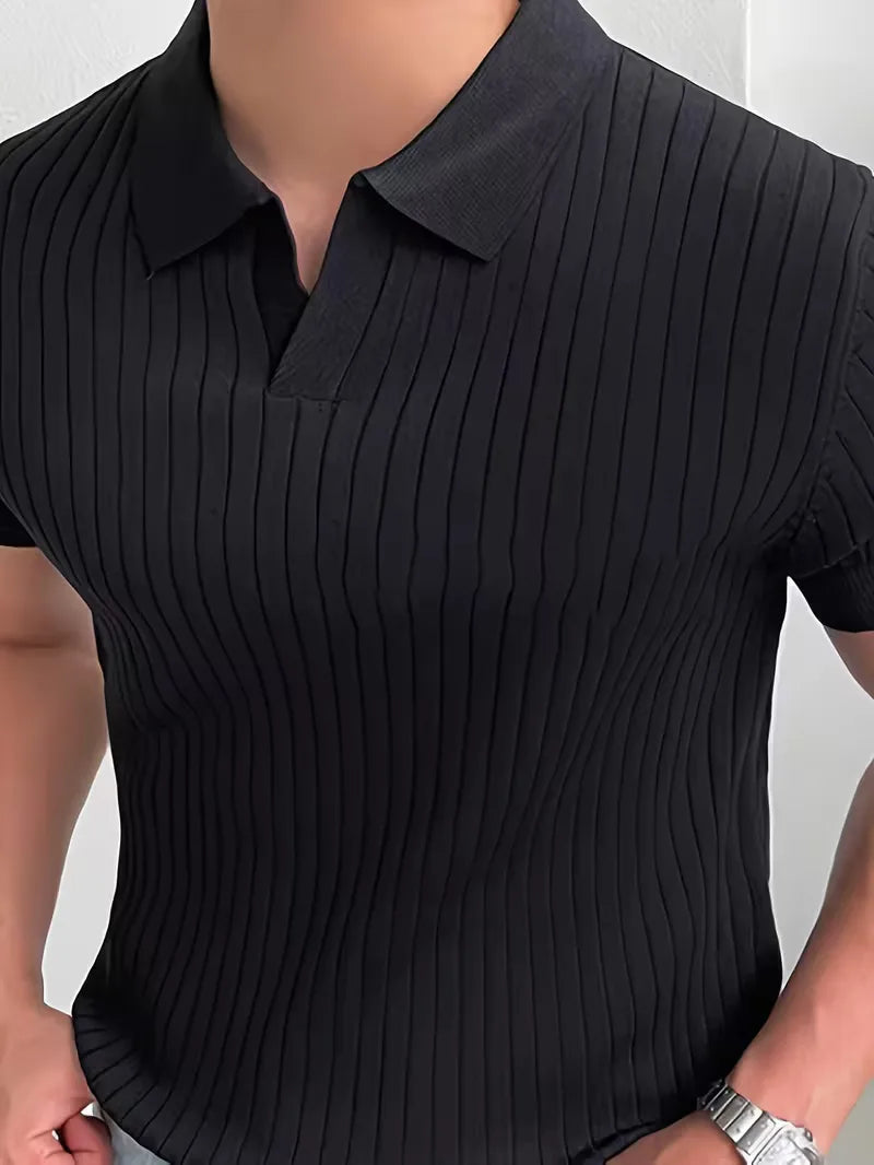 Men's Polo V-Neck Ribbed