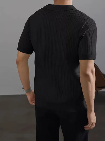 Men's Polo V-Neck Ribbed