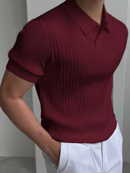 Men's Polo V-Neck Ribbed