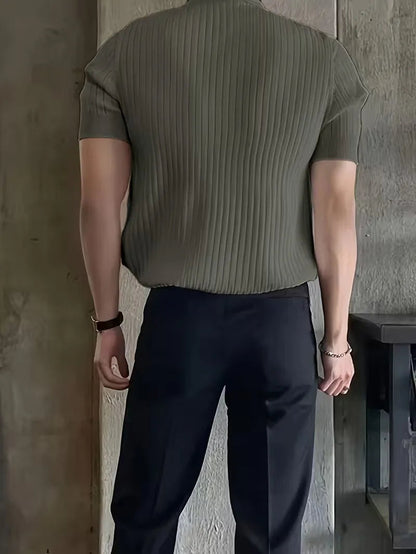 Men's Polo V-Neck Ribbed