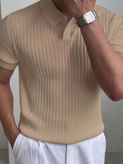 Men's Polo V-Neck Ribbed
