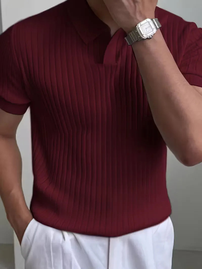 Men's Polo V-Neck Ribbed