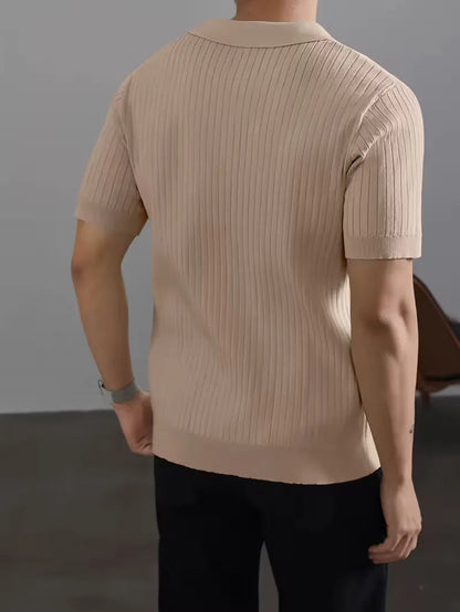 Men's Polo V-Neck Ribbed