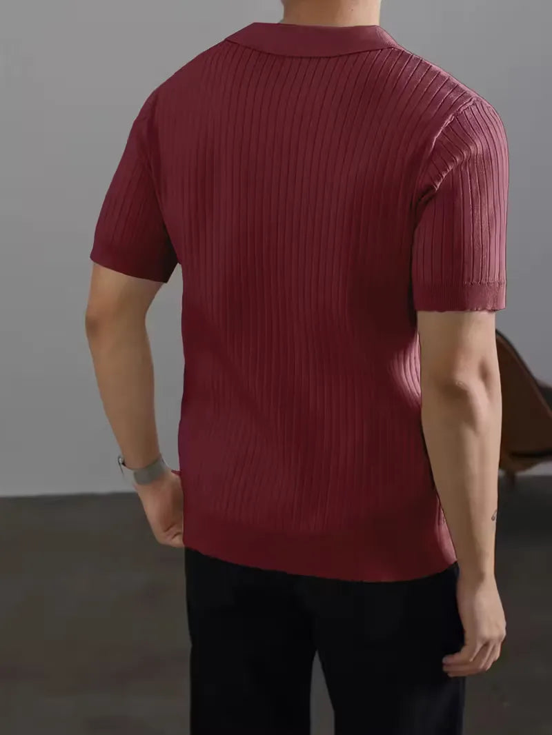 Men's Polo V-Neck Ribbed