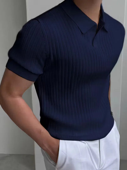 Men's Polo V-Neck Ribbed