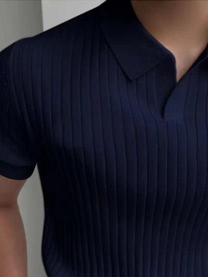 Men's Polo V-Neck Ribbed