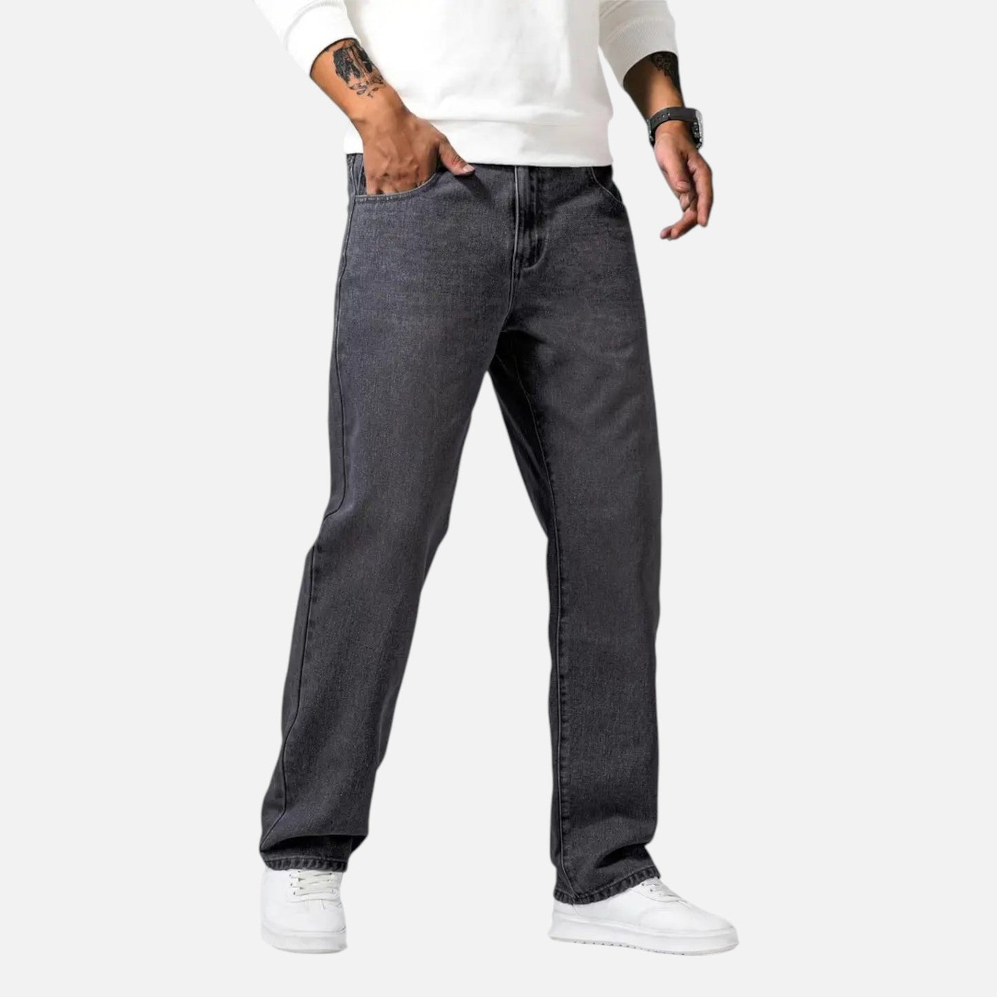 Men's Relaxed Straight Leg Denim Jeans