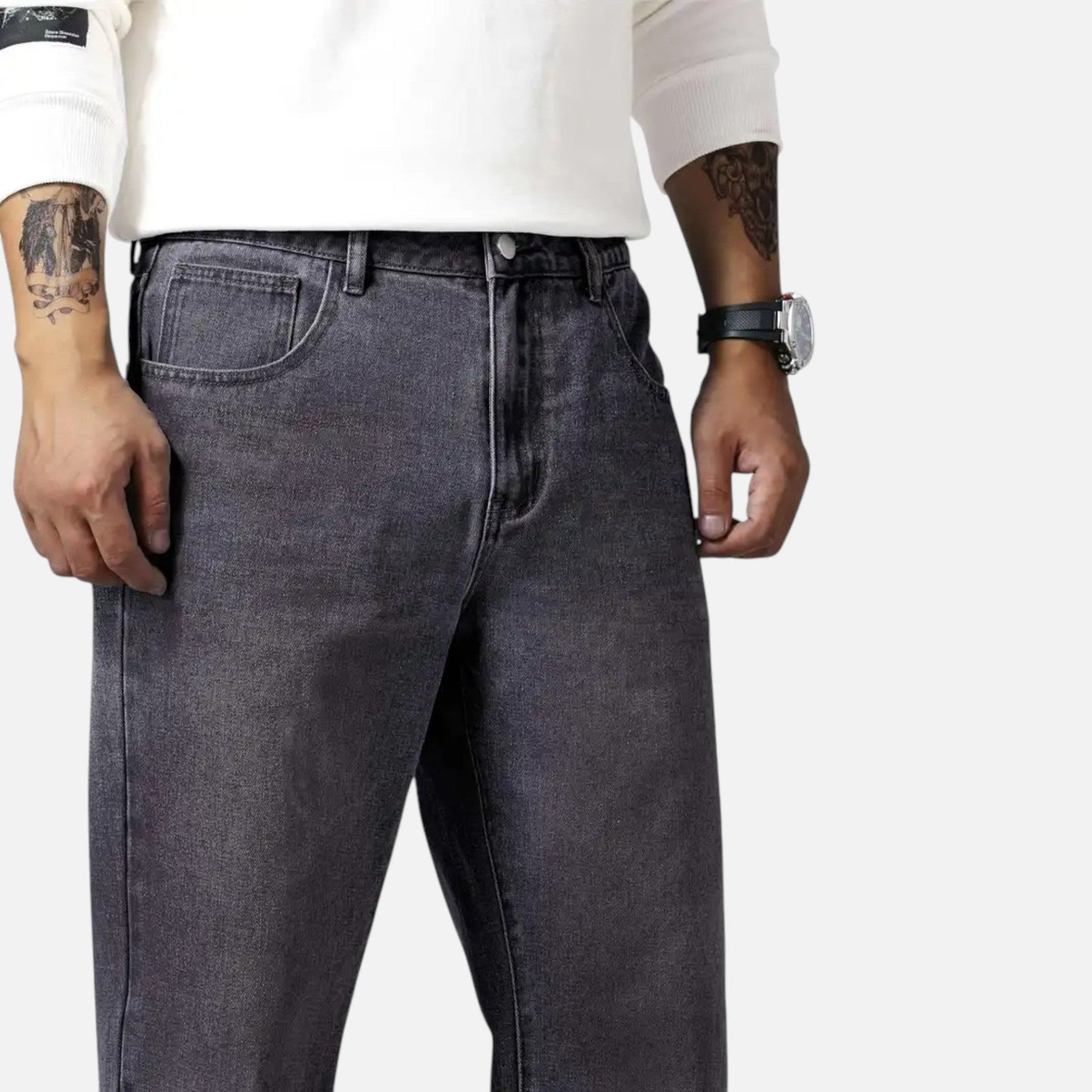 Men's Relaxed Straight Leg Denim Jeans