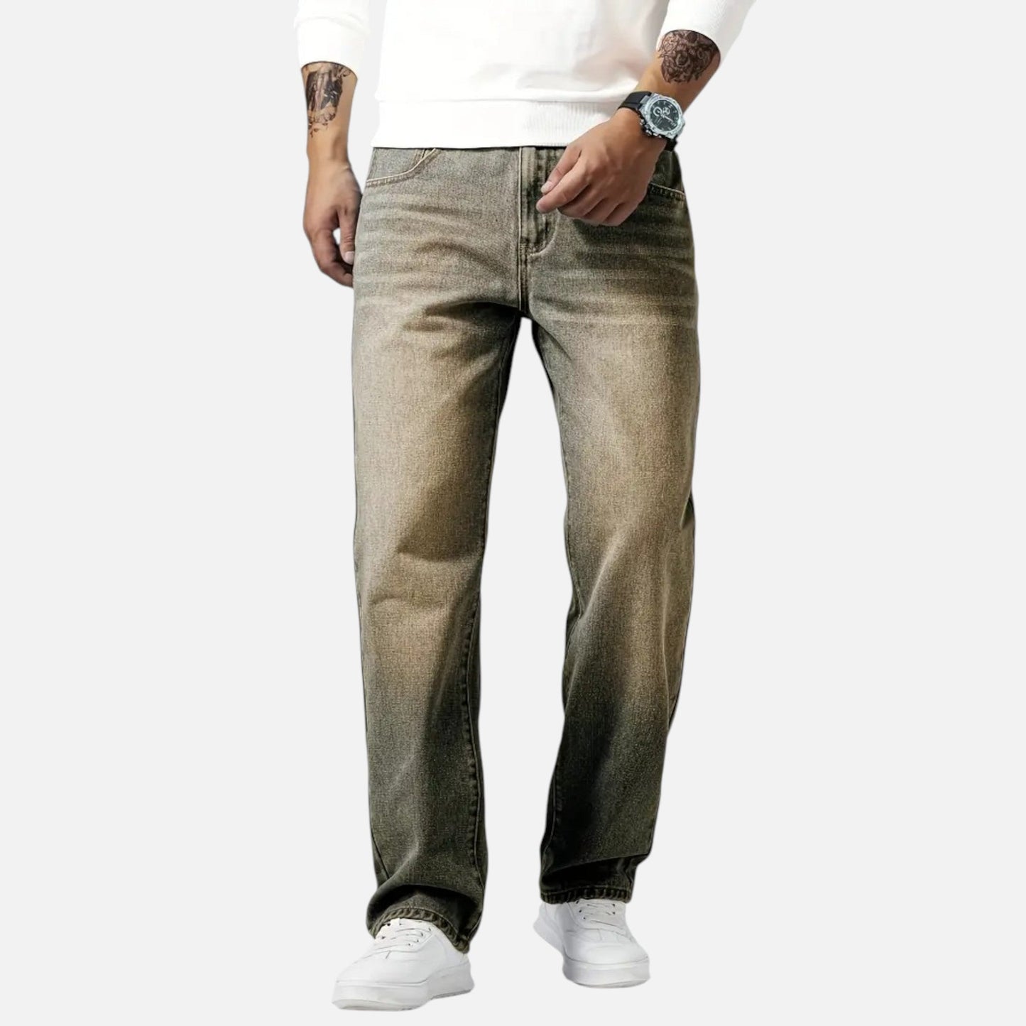 Men's Relaxed Straight Leg Denim Jeans
