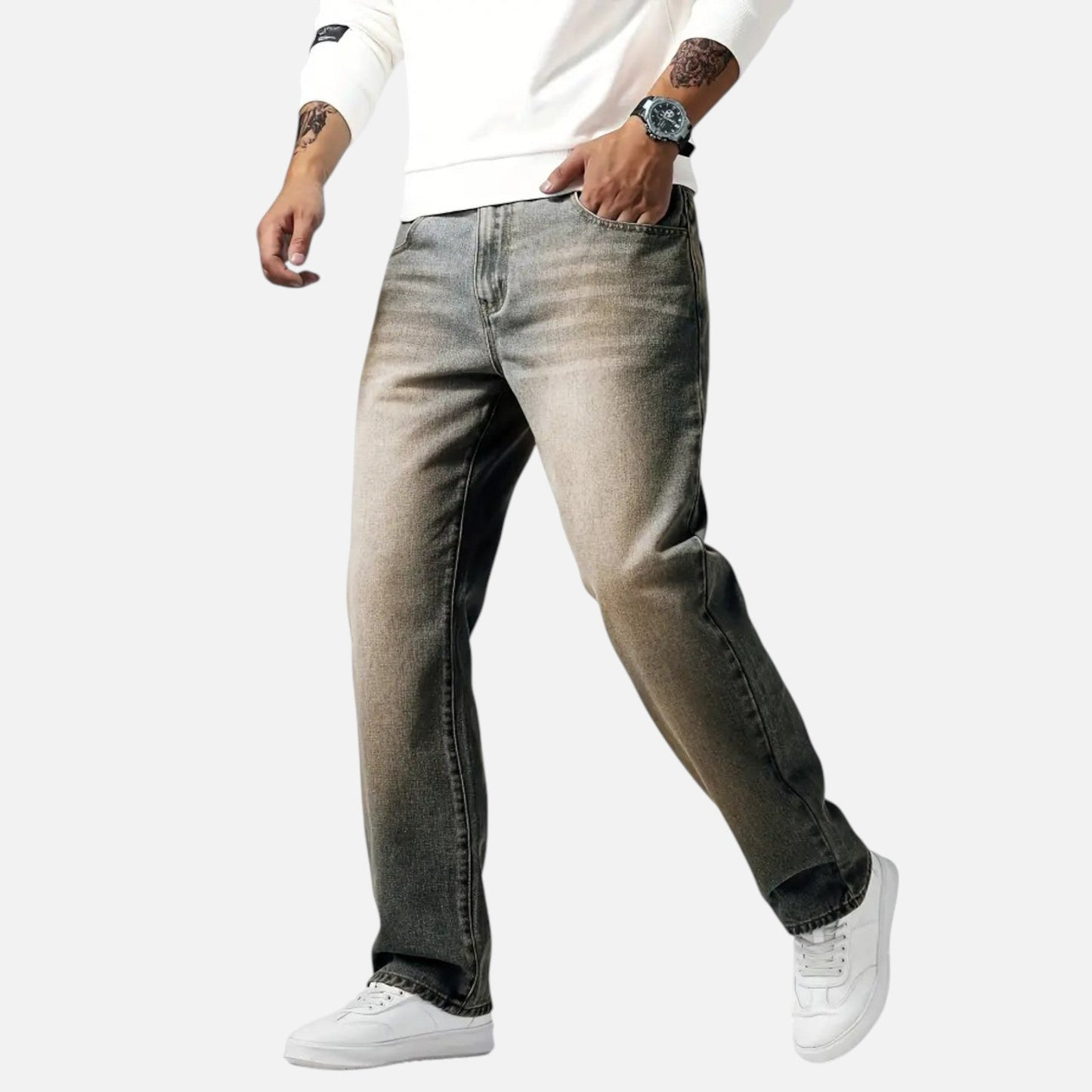 Men's Relaxed Straight Leg Denim Jeans
