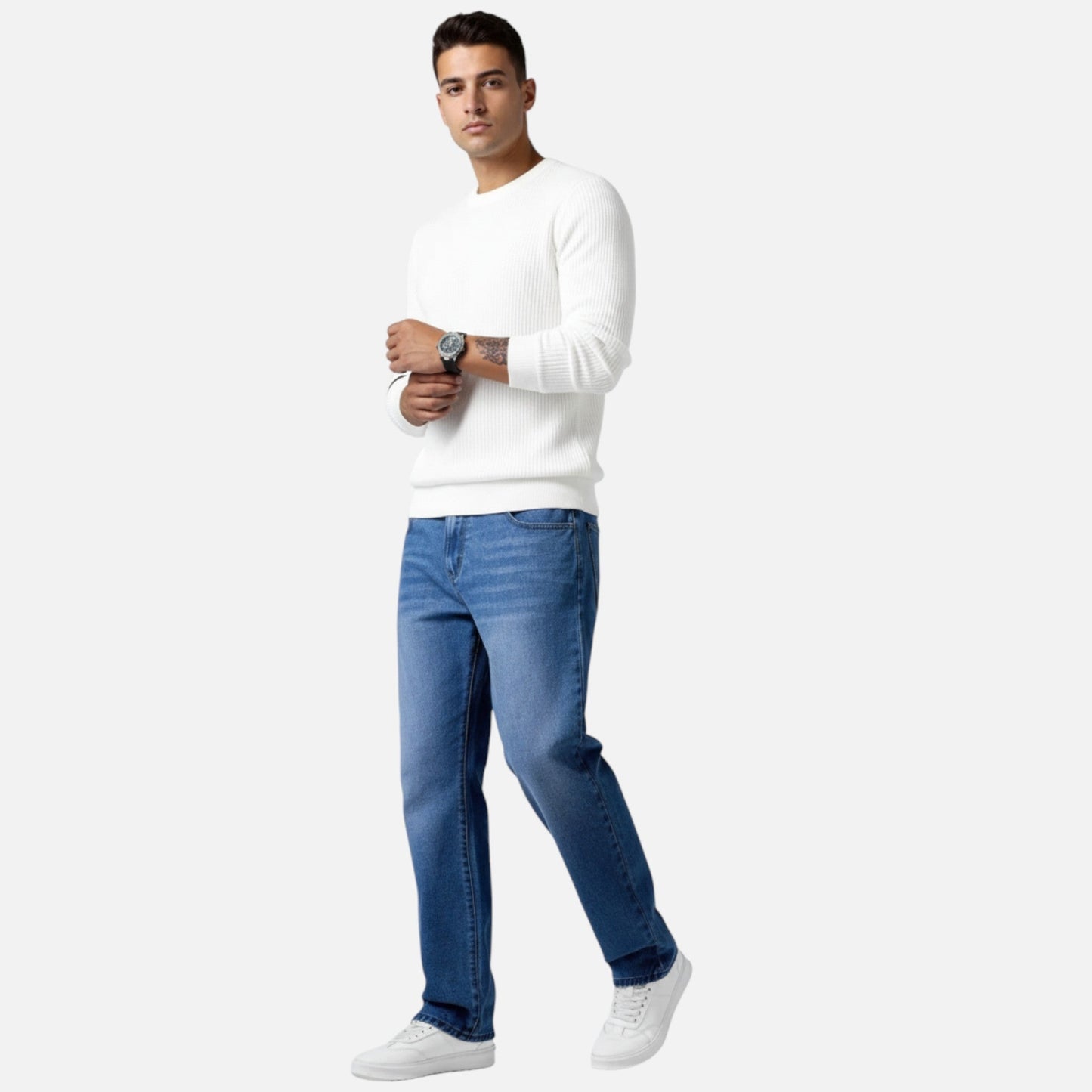 Men's Relaxed Straight Leg Denim Jeans