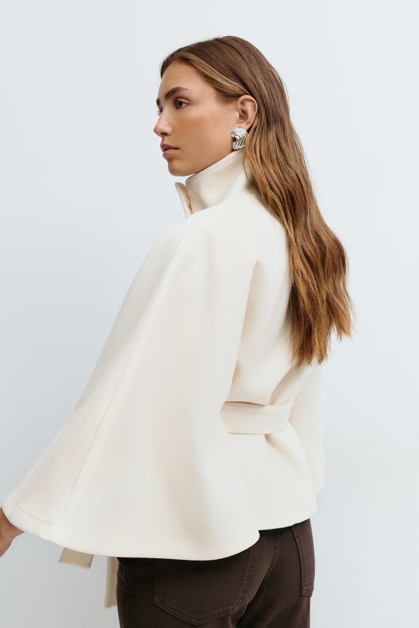 Women's Cape Jacket with Tie Belt