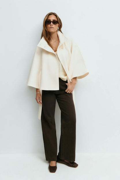 Women's Cape Jacket with Tie Belt