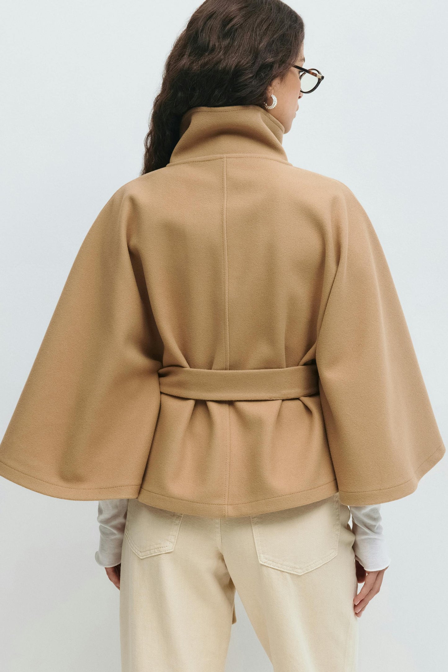 Women's Cape Jacket with Tie Belt