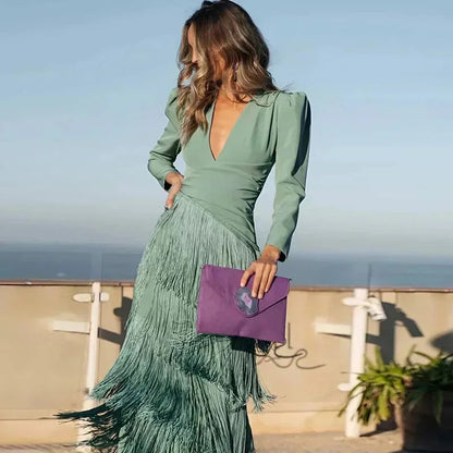 Women's Fringe Maxi Dress