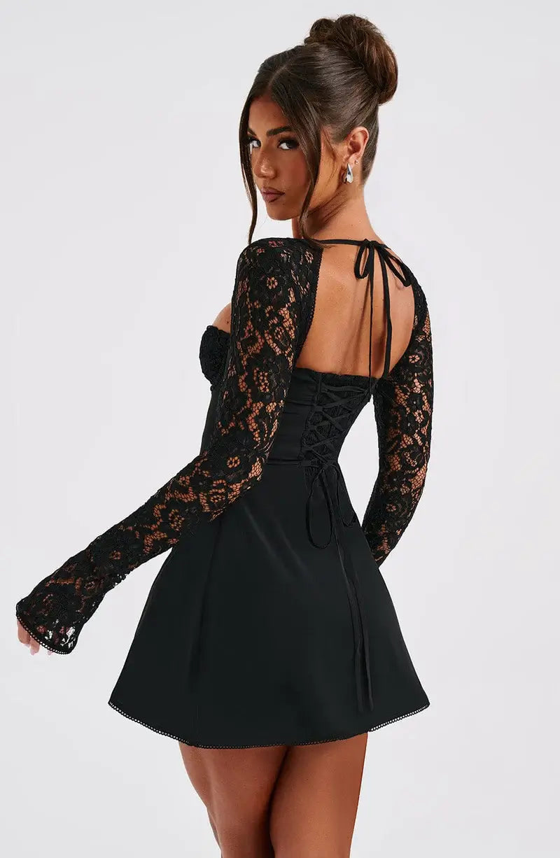 Women's Lace Sleeve Bodycon Mini Dress
