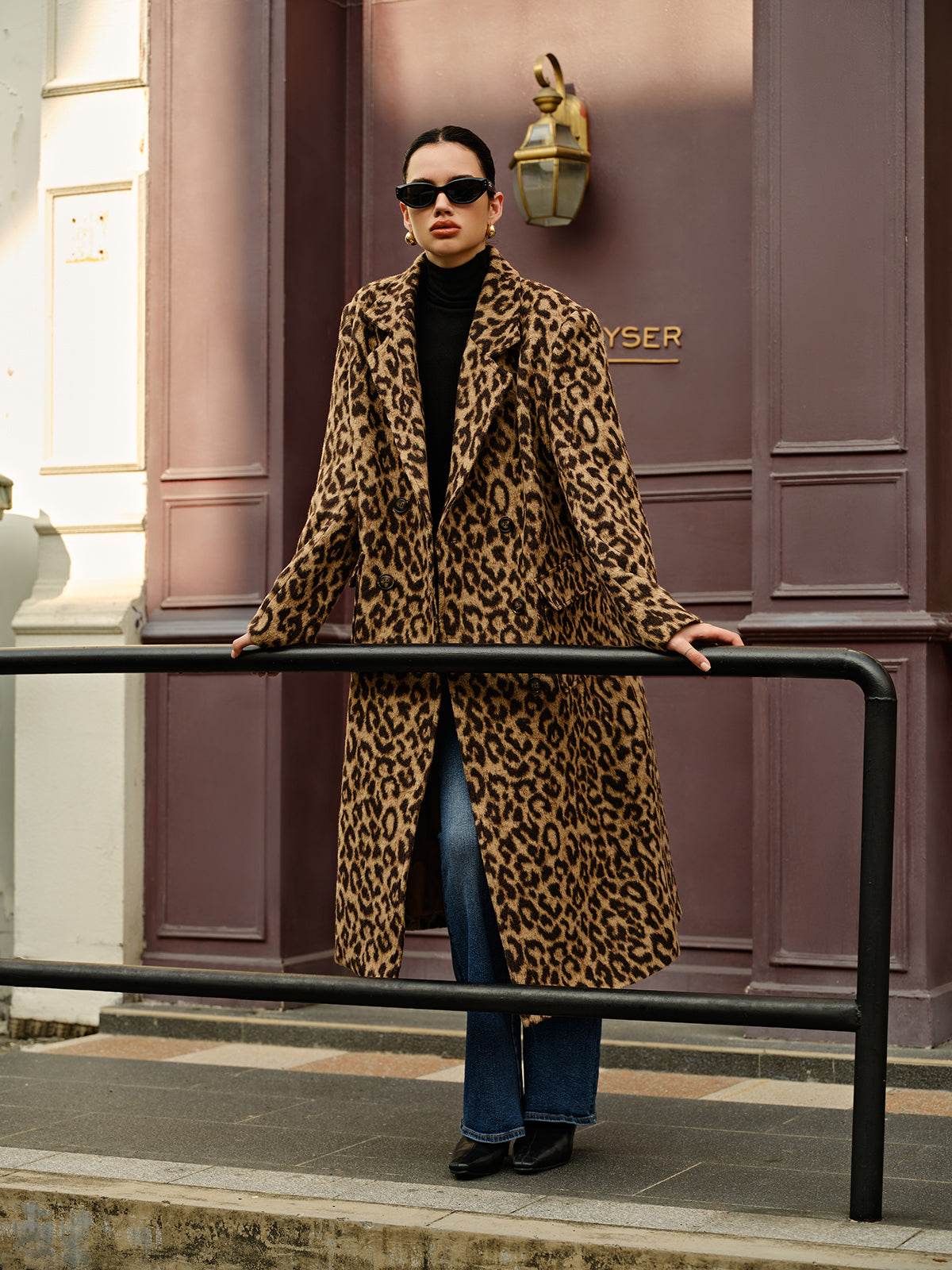 Women's Leopard Print Wool Coat