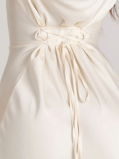 Women's Satin Maxi Dress Long Sleeve